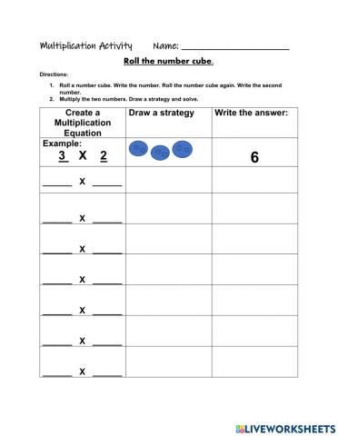 Multiplication-Roll the number cube