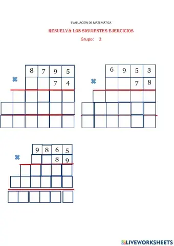 Ejercicios de multiplicación