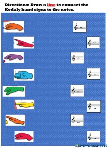 Kodaly Hand Signs to Notes Matching Type