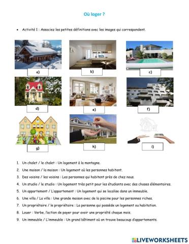 Le logement (vocabulaire)