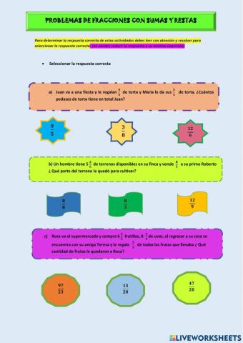 Problemas con suma y resta de fracciones