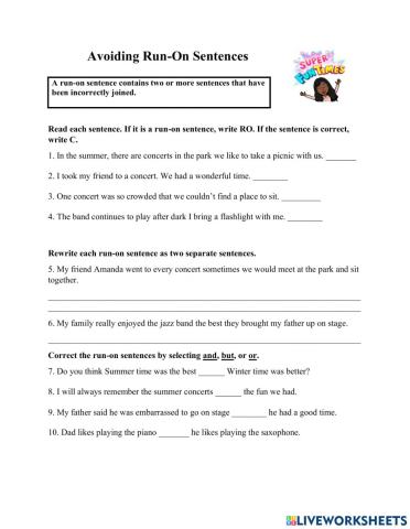 Avoiding Run-On Sentences