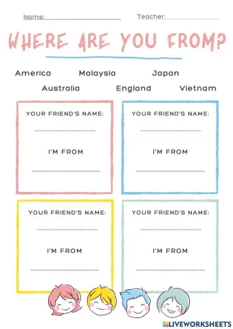 Unit 2: I'm from Janpan