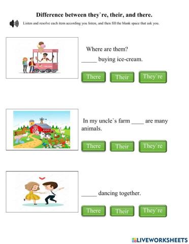 Audio about difference between their, there, and they-re