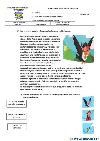 Lectura:El cóndor y la pastora