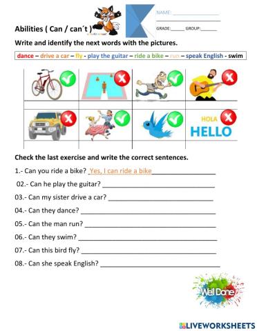 Abilities can - can-t