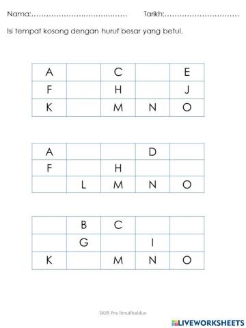 Susun huruf besar a-l