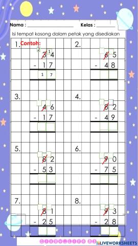 Tolak dalam lingkungan 100 dengan mengumpul semula