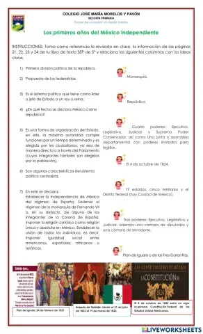 Los primeros años del México independiente.