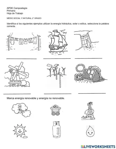 Fuentes de energía y energía renovable y no renovable