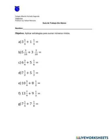 Suma de Números mixtos