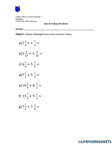 Suma de Números mixtos