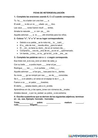 Uso de la -s-, -c- y -z-