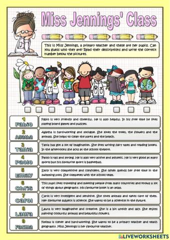 Reading comprehension personalities