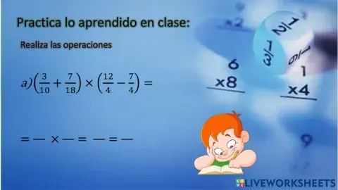 Suma , resta y multiplicación de fracciones
