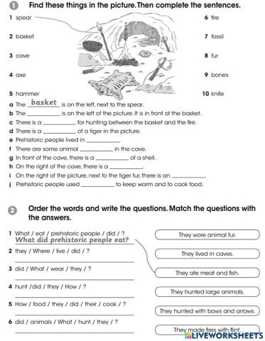 Prehistoric times - 2nd activity