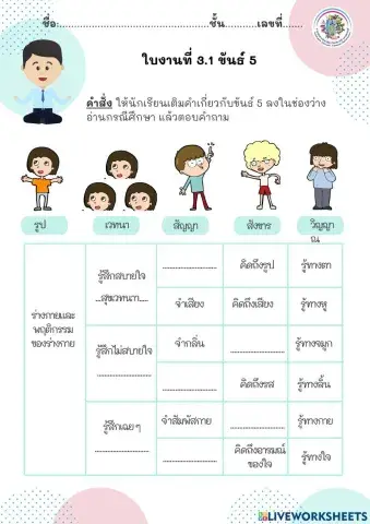 ใบงานที่ 3.1 ขันธ์ 5