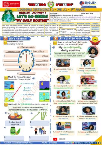 1° grado - PRE A1 - EDA 6 - activity 1 - Aprendo en casa