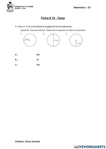 Circunferencia - Círculo