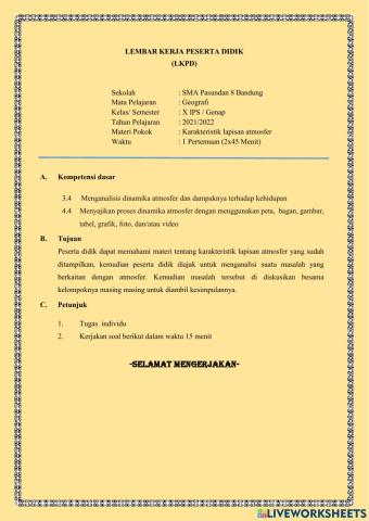 Dinamika atmosfer dan dampaknya terhadap kehidupan