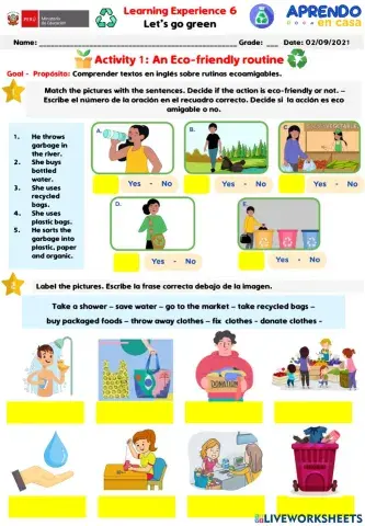 A2 Activity 1 An eco-friendly routine - Learning experience 6
