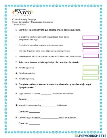 Clases de párrafos y marcadores de discurso