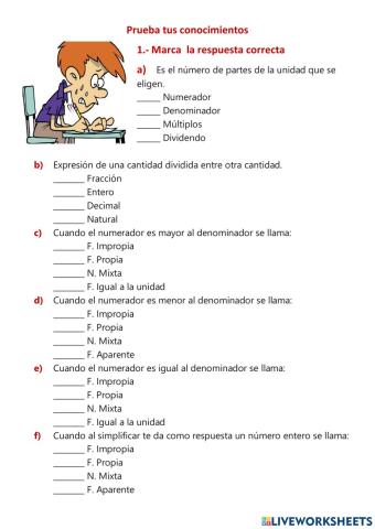 Conceptos de fracciones, números primos y compuestos