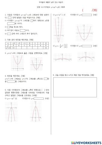4.4 y-ax²+q의 그래프