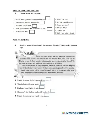DS - Access 3 - Test 1 Reading