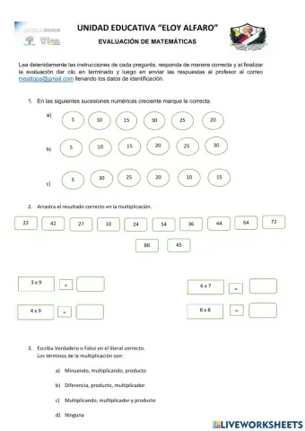Evaluacion matematicas