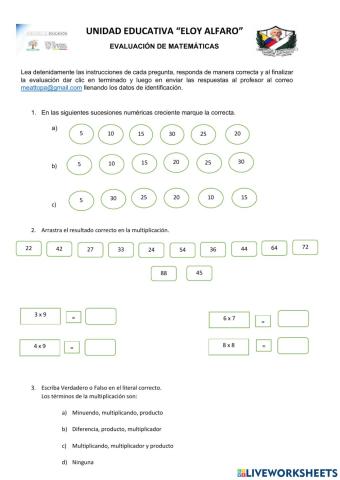 Evaluacion matematicas