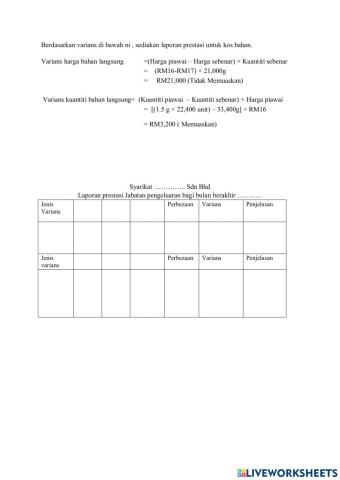 Latihan Laporan Prestasi Varians T6