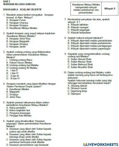 Latihan Sejarah Bab 1 Tingkatan 4 (set 1)