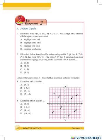 Latihan Soal Uji kompetensi 2 koordinat kartesius