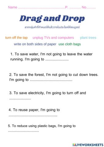 Worksheet 2 Save the earth