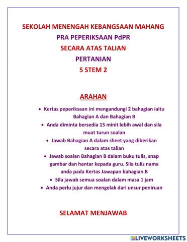 PRA PEPERIKSAAN PdPR (PERTANIAN)