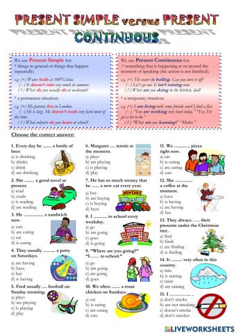 Present simple - present continuous