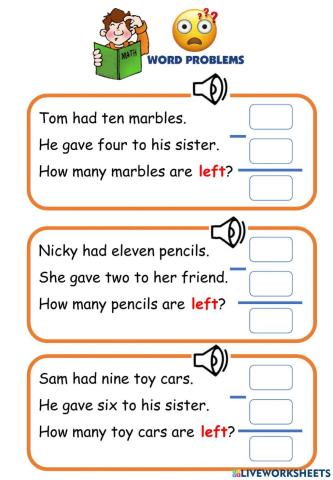Word problems- Subtraction- P5