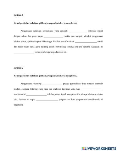 Latihan Kata Kerja Transitif