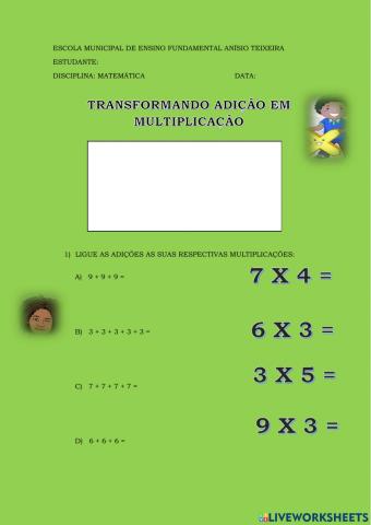 Transformando adição em multiplicação