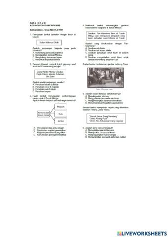 Latihan Sejarah Bab 2 Tingkatan 4 (Set 2)