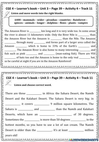 CGE 4 - 5A2 - U3 - W1 - Listening Worksheet