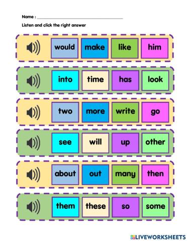 High frequency words
