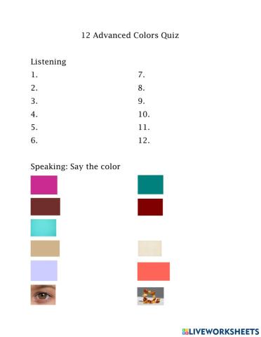 12 Advanced Colors Quiz