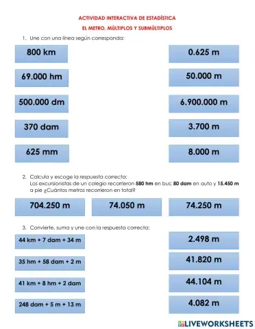 El metro, múltiplos y submúltiplos