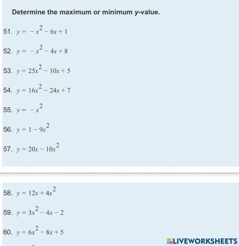Unit 5: Quadratic functions page 5
