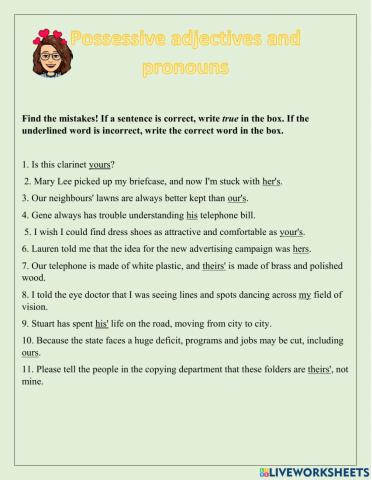 Possessive adjectives and pronouns