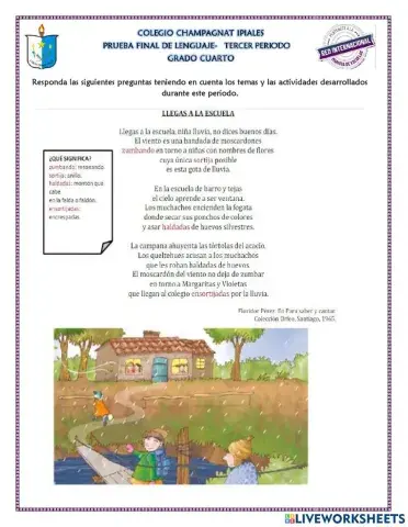 Examen final de lenguaje tercer periodo-colegio champagnat