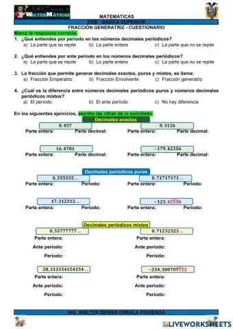 M08W15 Fracción Generatriz - Cuestionario