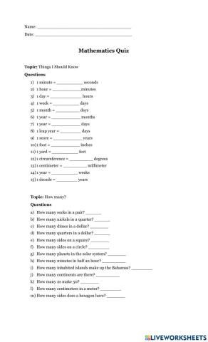 Mathematics Quiz